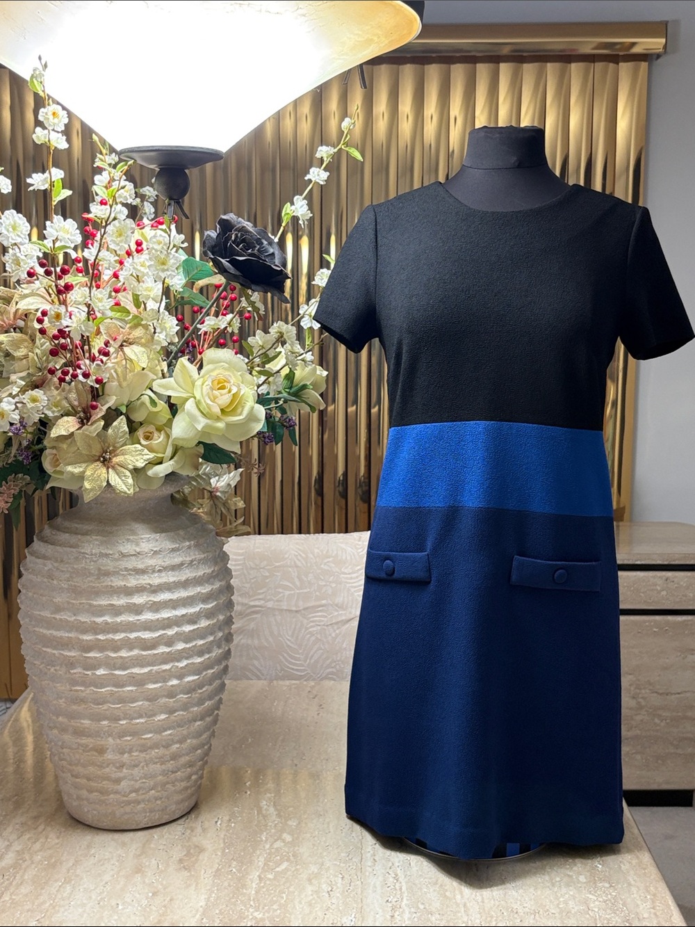 NWT Karl Lagerfeld black and blue dress